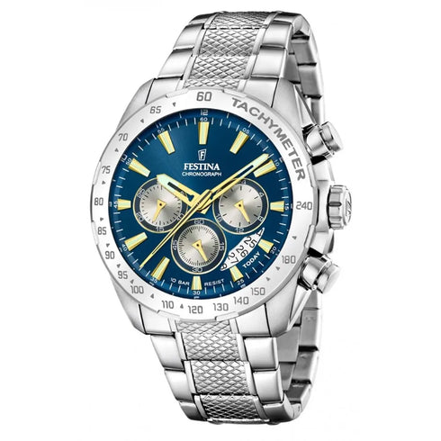Festina F20668/5 Men’s Chronograph – Blue Dial, Steel Bracelet 45mm