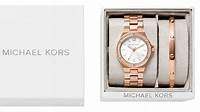 Michael Kors MK1073SET Montre et bracelet en or rose pour femme - Accents en cristal pavé