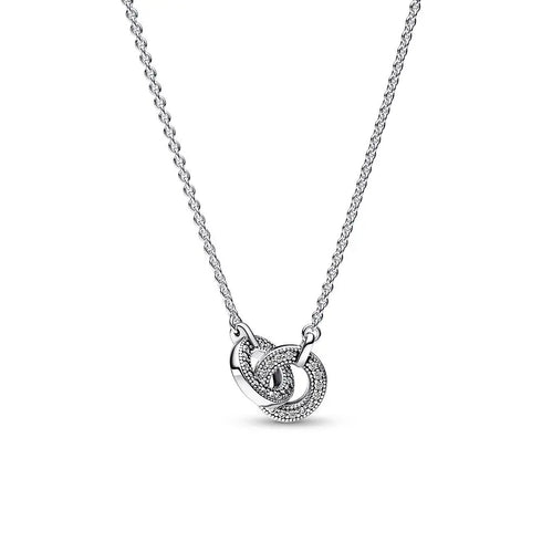 Pandora 392736C01-45 Collar Signature Pavé entrelazado - Plata de ley, 45cm