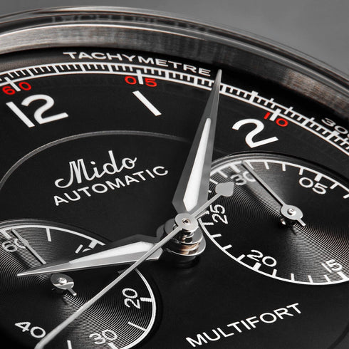 MIDOMido Multifort Patrimony Chronograph M040.427.16.052.00 - 42mm Stainless Steel Case, Black Dial, Leather StrapWATCHESEcecile