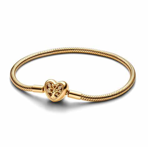 PANDORAPandora Family Tree Heart Clasp Snake Chain Bracelet 563516C01 - 19 - 14k Gold - Plated, Cubic Zirconia AccentsBIJOUXEcecile