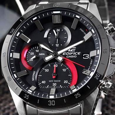 Casio Edifice EFR-571DB-1A1VUEF Reloj Cronógrafo Hombre - Esfera Negra, Brazalete Acero Inoxidable