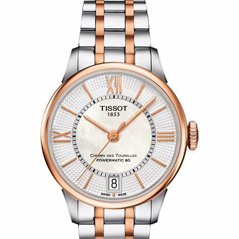 Reloj Tissot Chemin des Tourelles Powermatic 80 Lady - Acero inoxidable, PVD oro rosa, 32mm