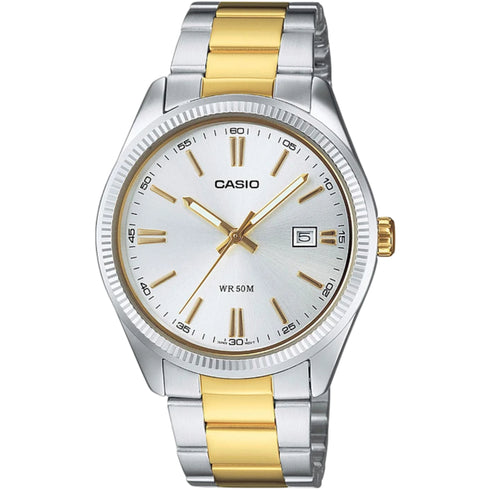 CASIO & VINTAGECasio MTP - 1302PSG - 7AVEF Men's Analog Watch – Silver Dial with Two - Tone Stainless Steel BraceletWATCHESEcecile
