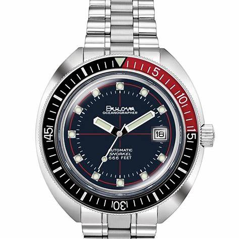 BULOVABulova 98B320 Oceanographer 'Devil Diver' Men's Watch - Black Dial, Stainless Steel BraceletWATCHESEcecile