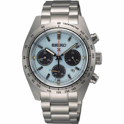 Seiko Prospex SSC937P1 Men's Solar Chronograph Watch - Speedtimer European Limited Edition, Light Blue Dial, Stainless Steel Bracelet