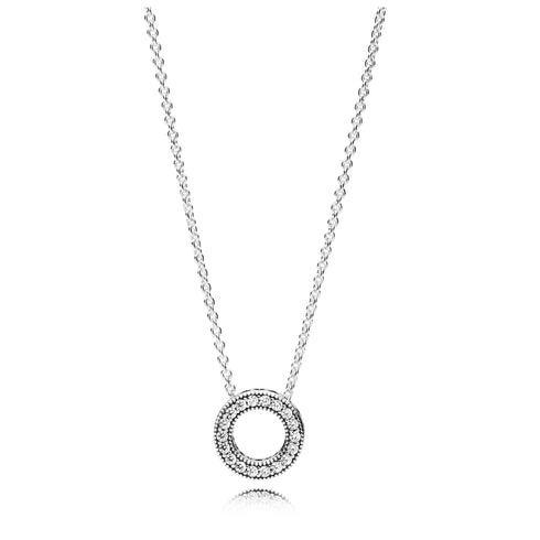 PANDORAPandora 397436CZ - 45 Logo Pavé Circle Collier Necklace - Sterling Silver with Clear Cubic Zirconia, 45 cmBIJOUXEcecile