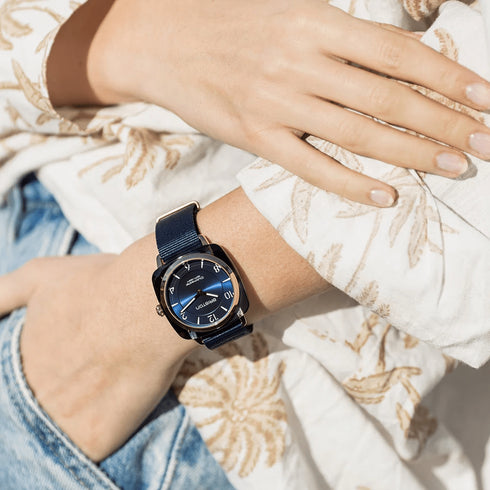 BRISTONBriston Clubmaster Chic 21536.SA.UB.33.NMB Unisex Watch - Blue Dial, NATO StrapWATCHESEcecile