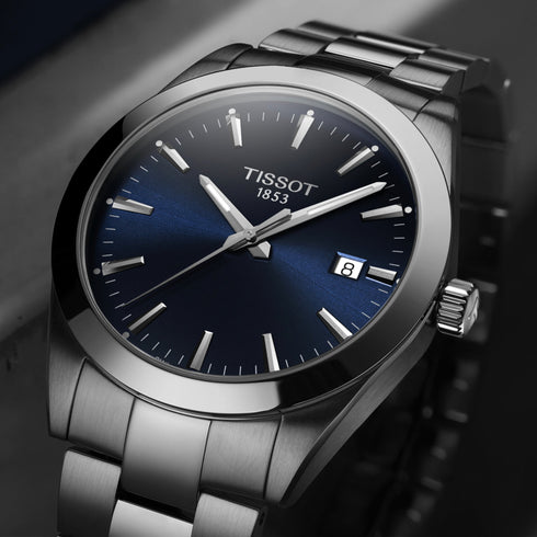 Tissot Gentleman T127.410.11.041.00 Reloj de cuarzo para hombre - 40mm Acero inoxidable, esfera azul