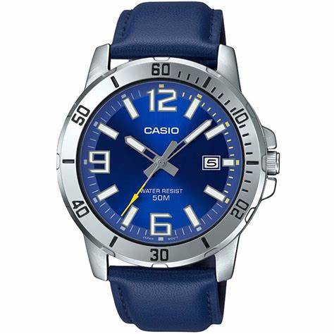 CASIO & VINTAGECasio MTP - VD01L - 2BVUDF Men's Watch - Blue Dial, Leather StrapWATCHESEcecile