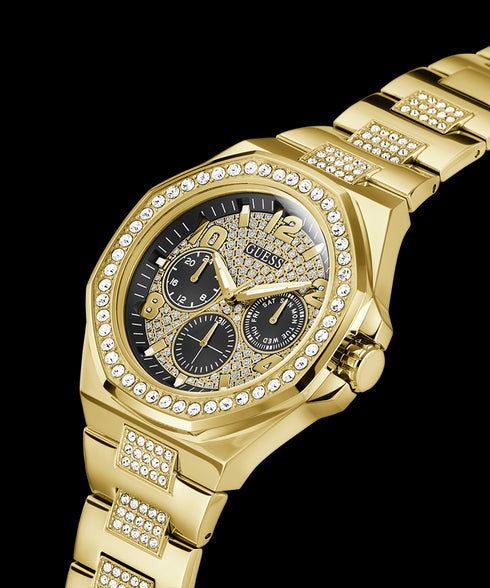 Guess GW0785G2 Gold-Tone Multi-Function Watch – 46mm, Black Crystal Dial