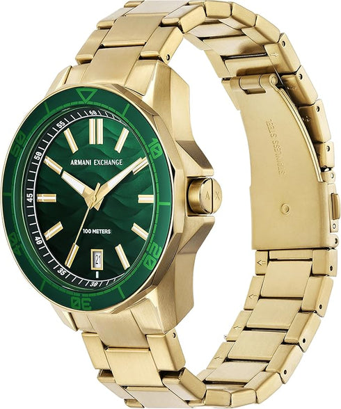 Armani Exchange AX1951 Spencer – 44 mm Gold-Tone with Green Wave Dial