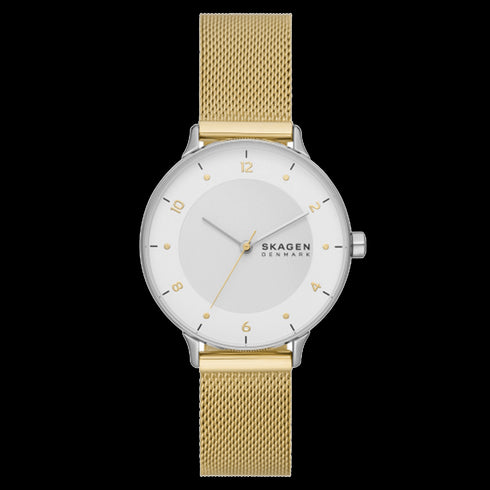 SKAGEN DENMARKSkagen Riis SKW3092 Women's Watch – 36mm Gold Mesh, White Dial, Minimalist DesignWATCHESEcecile