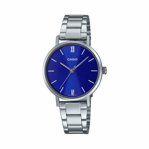 CASIO & VINTAGECasio LTP - VT02D - 2AUDF Women's Analog Watch - Blue Dial, Stainless Steel BandWATCHESEcecile