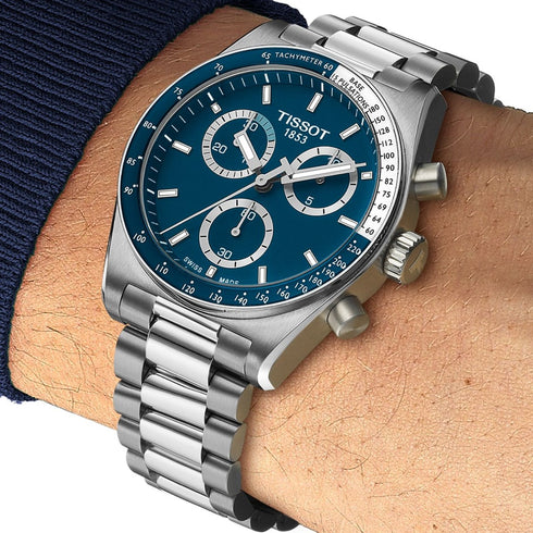 Tissot PR516 Cronógrafo T149.417.11.041.00 Reloj de cuarzo para hombre - 40mm Acero inoxidable, esfera azul
