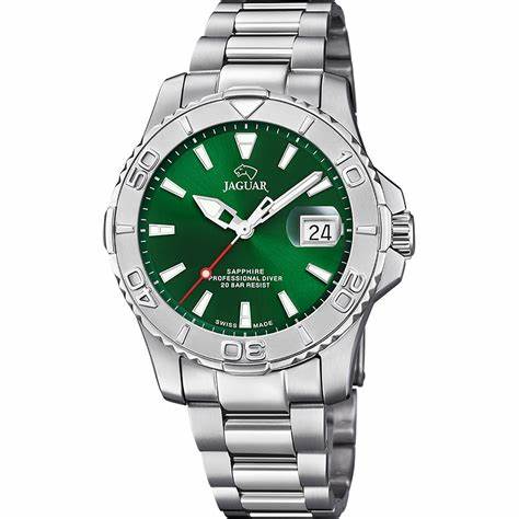 Jaguar Executive Diver J969/1 Herrenuhr - Gehäuse aus Edelstahl, grünes Zifferblatt
