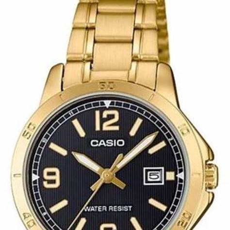 CASIO & VINTAGECasio LTP - V004G - 1BUDF Women's Gold - Tone Analog Watch – Black DialWATCHESEcecile