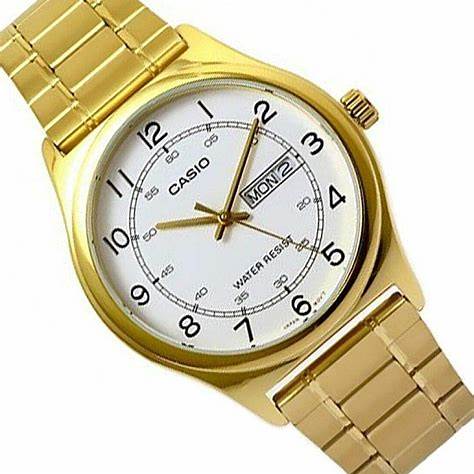 CASIO & VINTAGECasio MTP - V006G - 7BUDF Men's Watch - White Dial, Gold - Tone Stainless Steel BraceletWATCHESEcecile