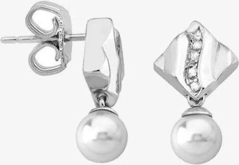 MAJORICAMajorica 15480.01.2.000.010.1 Women's Earrings – Rhodium - Plated Silver, 6mm White Pearls, Zirconia AccentsBIJOUXEcecile