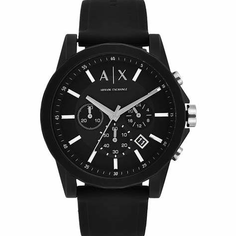 Armani Exchange AX1326 Reloj Cronógrafo Negro Hombre con Correa de Silicona