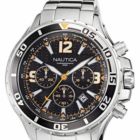 NAUTICANautica NAPNSS217 Men's Chronograph Watch - Black Dial, Stainless Steel BraceletWATCHESEcecile