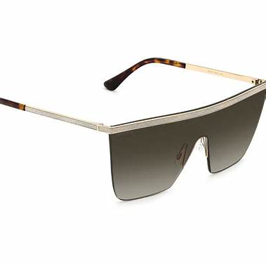 Jimmy Choo LEAH/S 06J/HA Damen Sonnenbrille - 60mm, Glitter Gold Rahmen mit braunen Verlaufsgläsern