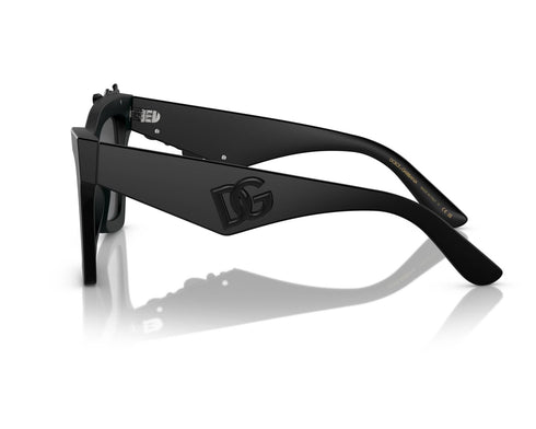Dolce & Gabbana DG4434 25256G Lunettes de soleil œil de chat pour femme - monture noire mate, verres miroirs gris