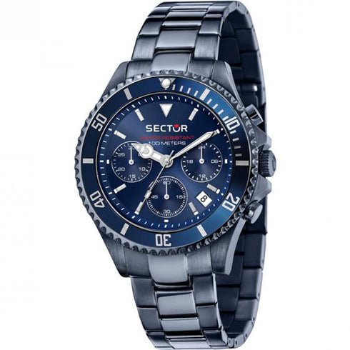 Sector 230 Herren-Automatikuhr - 43 mm blaues Zifferblatt, Edelstahlarmband, 200 m wasserdicht
