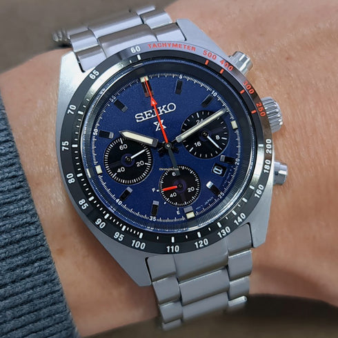 Seiko Prospex Speedtimer SSC815P1 Reloj Cronógrafo Solar Hombre - 39mm Acero Inoxidable, Esfera Azul