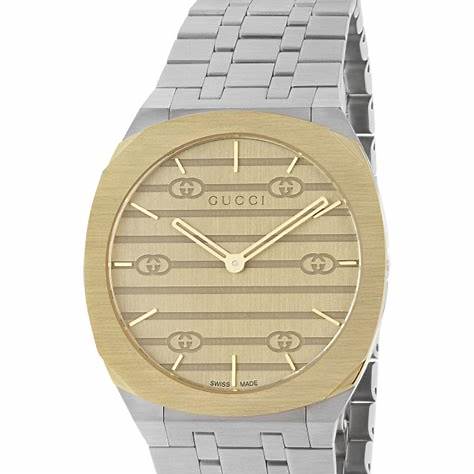 : Gucci 25H YA163405 Montre homme - cadran champagne, bracelet acier