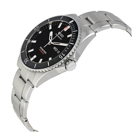 Mido Ocean Star 200 Men's Automatic Dive Watch - Stainless Steel, Black Dial, Day-Date Display