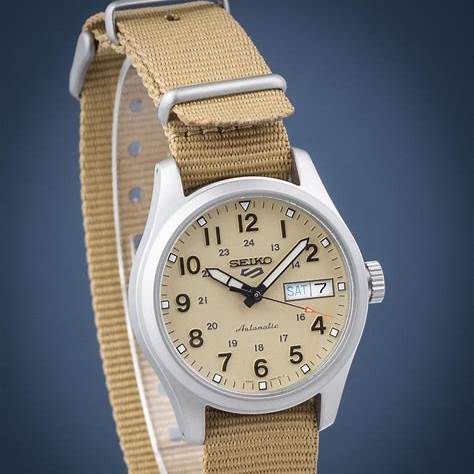 SEIKOSeiko 5 Sports SRPJ83K1 Automatic Men's Watch - Beige Dial, Nylon StrapWATCHESEcecile