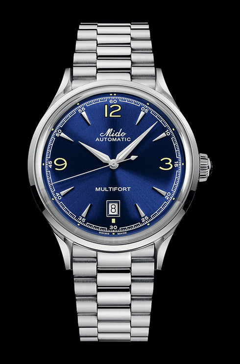 Mido Multifort Powerwind M040.407.11.047.00 Montre automatique pour hommes - cadran bleu, bracelet en acier inoxydable