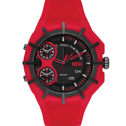 DIESELDiesel DZ1989 Framed Red Silicone Men's Watch – 51mm Black Dial, QuartzWATCHESEcecile