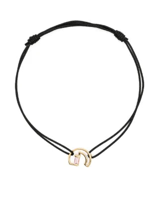 ALIITAAliita CBPUHG0013YG09K Letra G Bracelet – 9K Yellow Gold, Pink Tourmaline, Black CordBIJOUXEcecile
