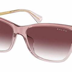 Ralph by Ralph Lauren RA5308U 6125/8H Lunettes de soleil œil de chat pour femme - monture rose transparent brillant, verres dégradés violet foncé