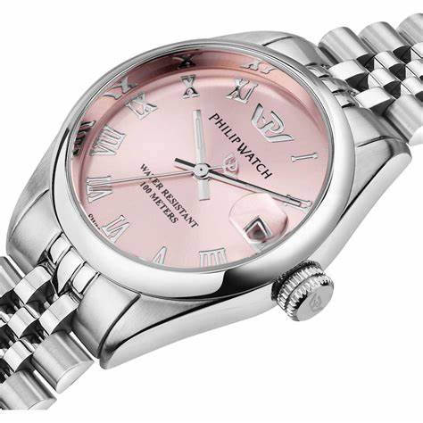 Philip Watch Caribe R8253597622 Damenuhr - Rosa Zifferblatt, Stahlarmband