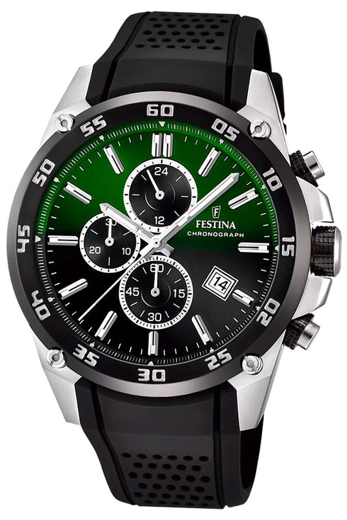 Festina F20330/B Men’s Originals Chronograph – Green Dial, Rubber Band 47mm