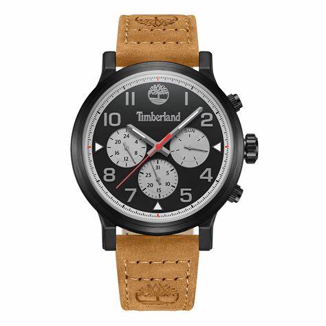 Timberland Pancher Men's Multifunction Watch TDWGF0028902 – Black Case, Brown Leather Strap