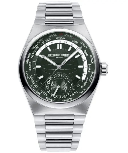 FREDERIQUE CONSTANTFrederique Constant Highlife Worldtimer Manufacture FC - 718GR4NH6B - IT Men's Watch - Green Dial, Stainless Steel Case and BraceleWATCHESEcecile