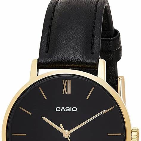 CASIO & VINTAGECasio LTP - VT01GL - 1BUDF Women's Gold - Tone Analog Watch – Black Dial, Leather StrapWATCHESEcecile