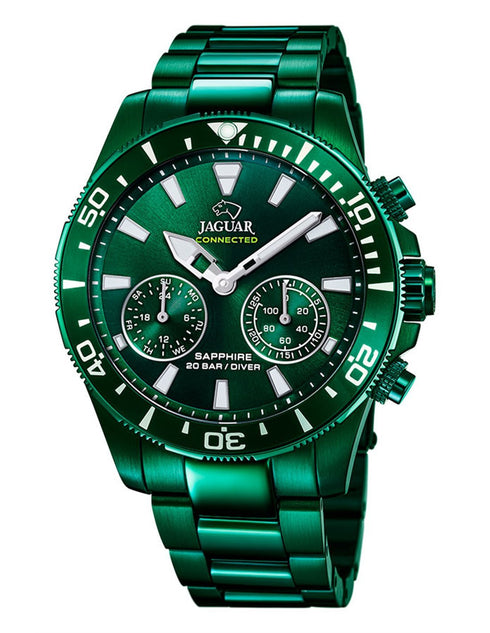 JAGUARJaguar J990/1 Men's Hybrid Connected Watch - Green Dial, Green Stainless Steel BraceletWATCHESEcecile