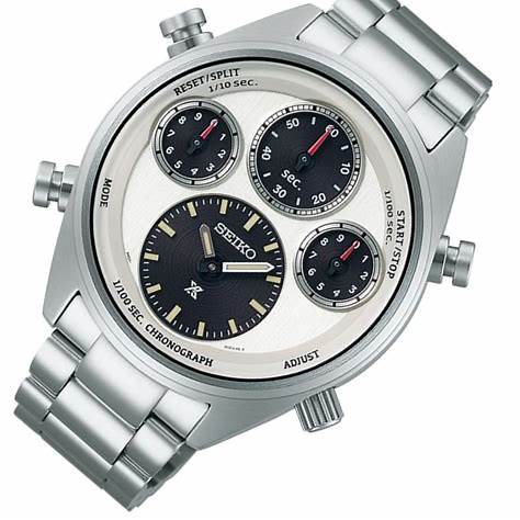 Seiko Prospex SFJ009P1 Reloj Cronógrafo Solar Hombre - Esfera Blanca, Brazalete Acero Inoxidable