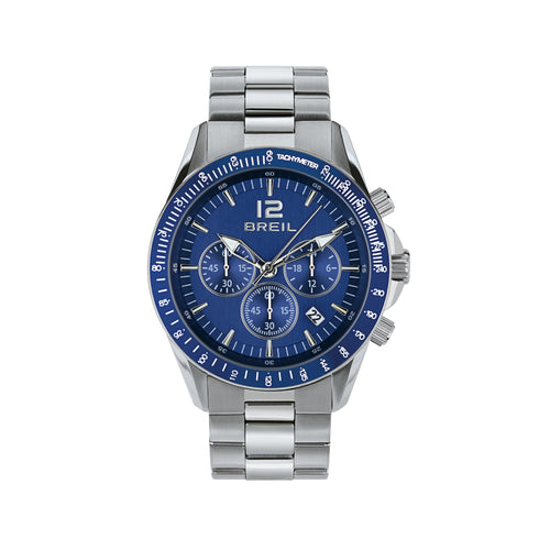 Breil Tyler TW2058 Men's Chronograph Watch - 43mm Stainless Steel Case, Blue Dial