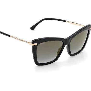 Jimmy Choo SADY/S 807FQ Damen-Sonnenbrille - 56mm, schwarzer und roségoldener Rahmen mit grauen Verlaufsgläsern