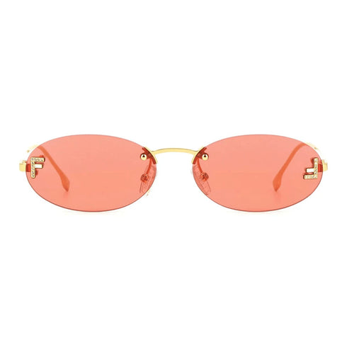 FENDIFendi FE4075US First Crystal Rimless Oval Sunglasses – Amber Lenses, Gold Metal FrameEYEWEAREcecile
