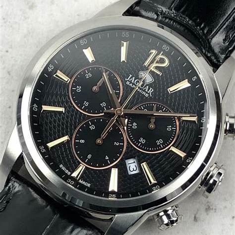 JAGUARJaguar J968/6 Men's Chronograph Watch - Black Dial, Black Leather StrapWATCHESEcecile