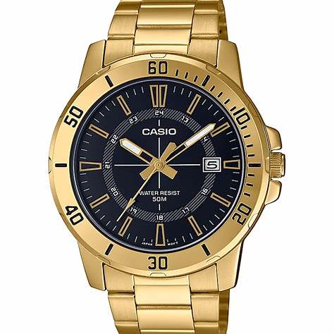 CASIO & VINTAGECasio MTP - VD01G - 1CVUDF Men's Watch - Black Dial, Gold - Plated Stainless Steel BraceletWATCHESEcecile
