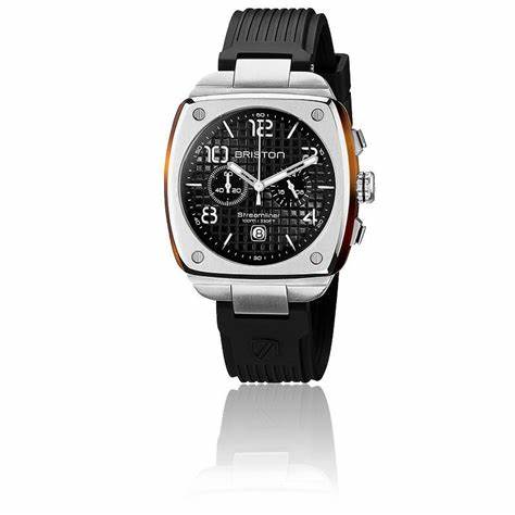 BRISTONBriston Streamliner Urban Chronograph 42mm Black Dial Black Rubber Strap 22142.S.T.1.RBWATCHESEcecile