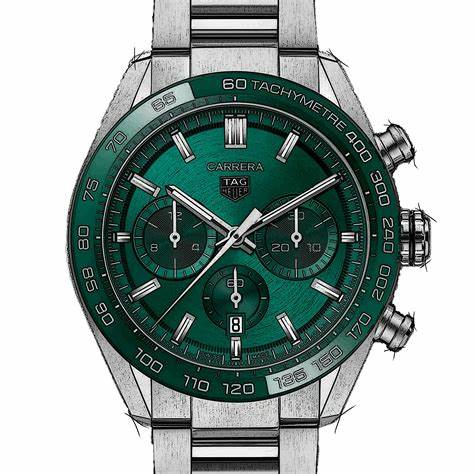TAG HEUERTAG Heuer Carrera Calibre Heuer 02 CBN2A1N.BA0643 Men's Watch - Green Dial, Steel & CeramicWATCHESEcecile